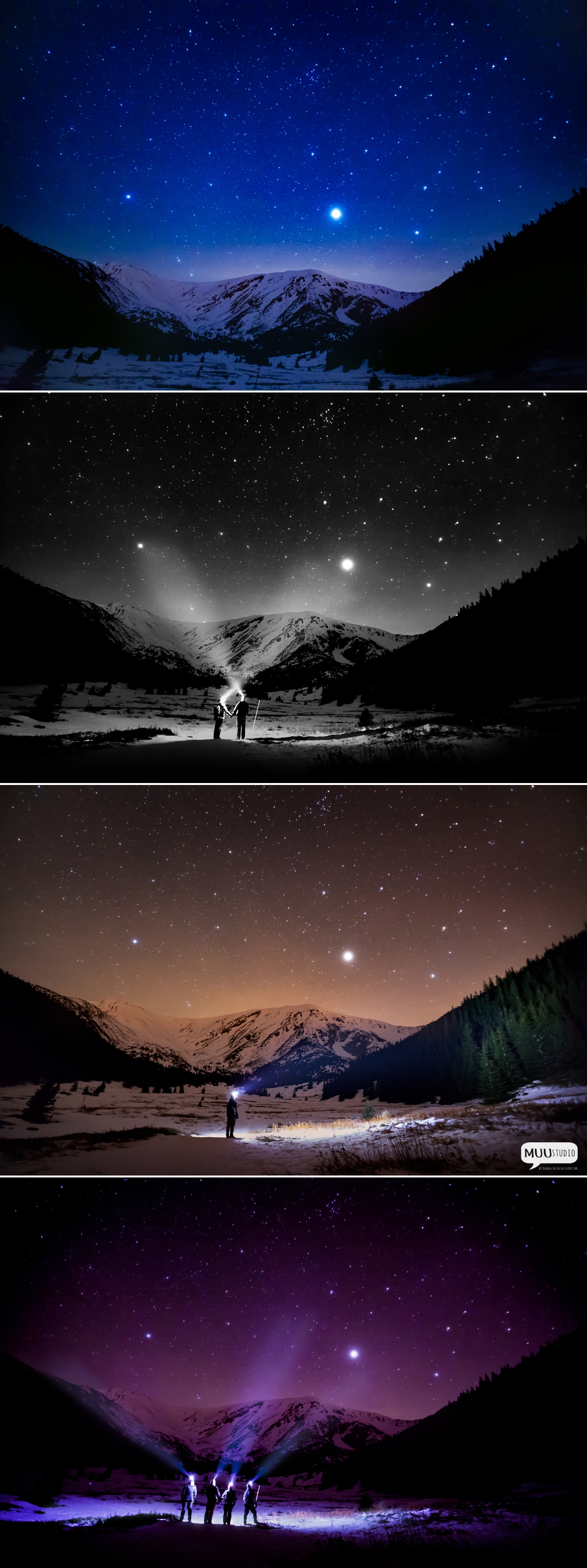 fotografia nocnego nieba w górach